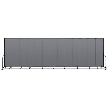 Portable Room Divider, 24 ft 1" x 0.75" x 7 ft 4", Vinyl/Fiberglass/Steel, Gray