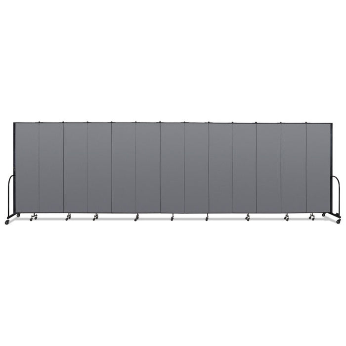 Portable Room Divider, 24 ft 1" x 0.75" x 7 ft 4", Vinyl/Fiberglass/Steel, Gray