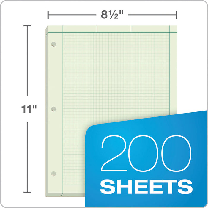 Engineering Computation Pads, Green Cover, Quadrille Rule (5 sq/in, 1 sq/in), (200) Green-Tint 8.5 x 11 Sheets