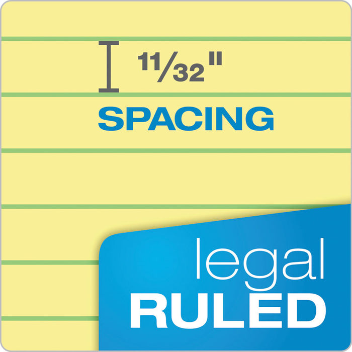 Docket Ruled Perforated Pads, Wide/Legal Rule, (50) Canary Yellow 8.5 x 14 Sheets, 12/Pack