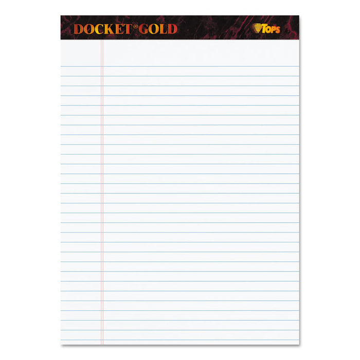 Docket Gold Ruled Perforated Pads, Wide/Legal Rule, (50) White 8.5 x 11 Sheets, 12/Pack