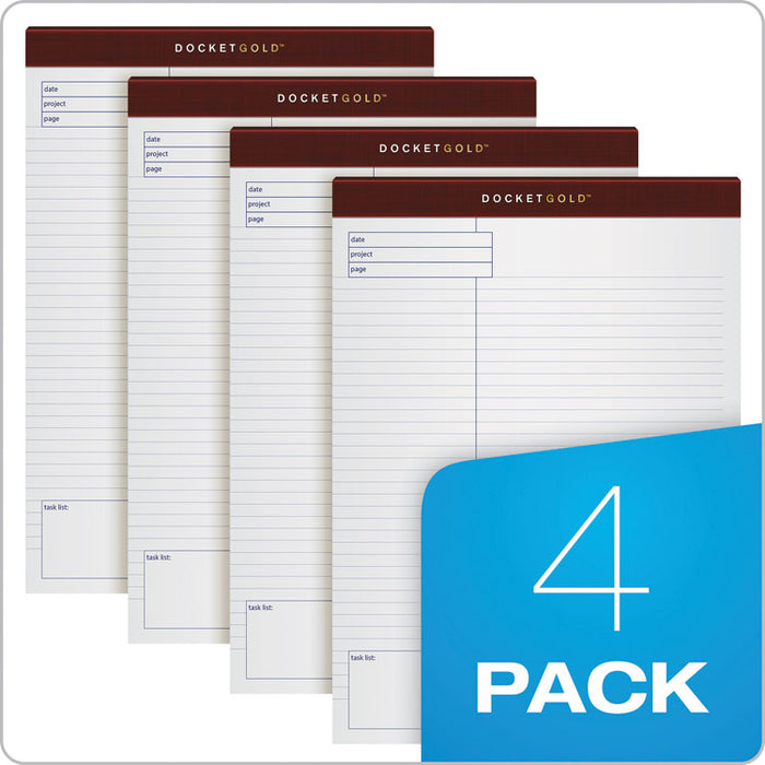 Docket Gold Planning Pads, Project-Management Format and Quadrille Rule (4 sq/in), (40) White 8.5 x 11 Sheets, 4/Pack