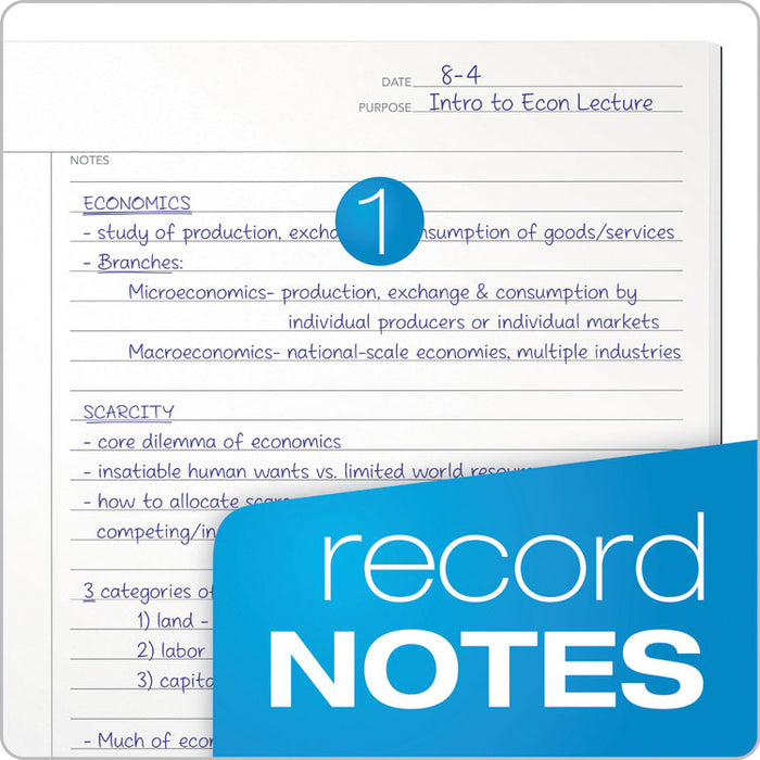 FocusNotes Legal Pad, Meeting-Minutes/Notes Format, (50) White 8.5 x 11 Sheets