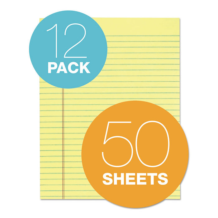 "The Legal Pad" Glue Top Pads, Wide/Legal Rule, (50) Canary Yellow 8.5 x 11 Sheets, 12/Pack