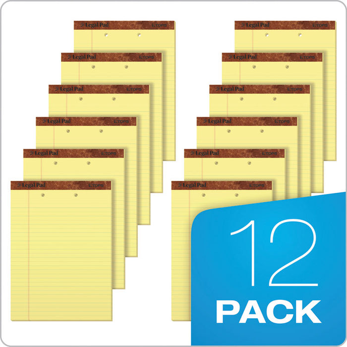 "The Legal Pad" Ruled Perforated Pads, Wide/Legal Rule, (50) Canary 8.5 x 11 Sheets, 12/Pack