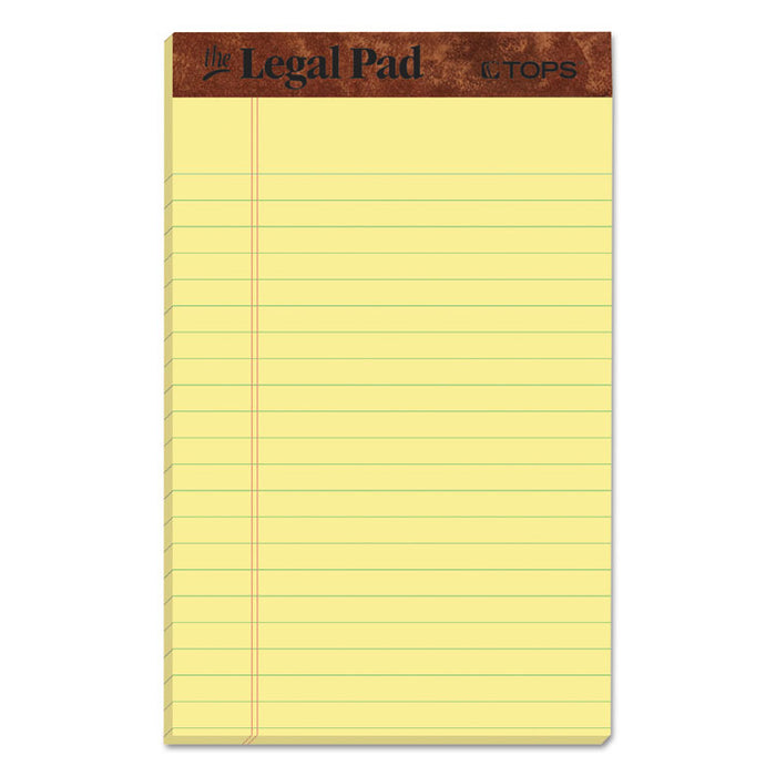 "The Legal Pad" Ruled Perforated Pads, Narrow Rule, (50) Canary Yellow 5 x 8 Sheets, Dozen