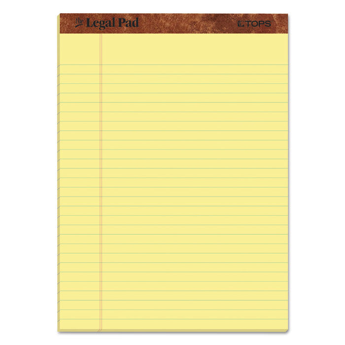 "The Legal Pad" Ruled Perforated Pads, Wide/Legal Rule, (50) Canary 8.5 x 11 Sheets, Dozen