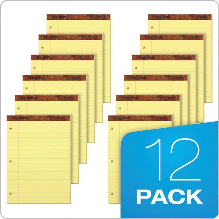 "The Legal Pad" Ruled Perforated Pads, Wide/Legal Rule, (50) Canary Yellow 8.5 x 11 Sheets, Dozen