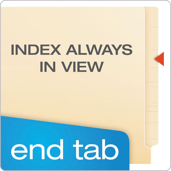 SmartShield End Tab Fastener Folders, Straight Tab, 2 Fasteners, Letter Size, Manila, 50/Box