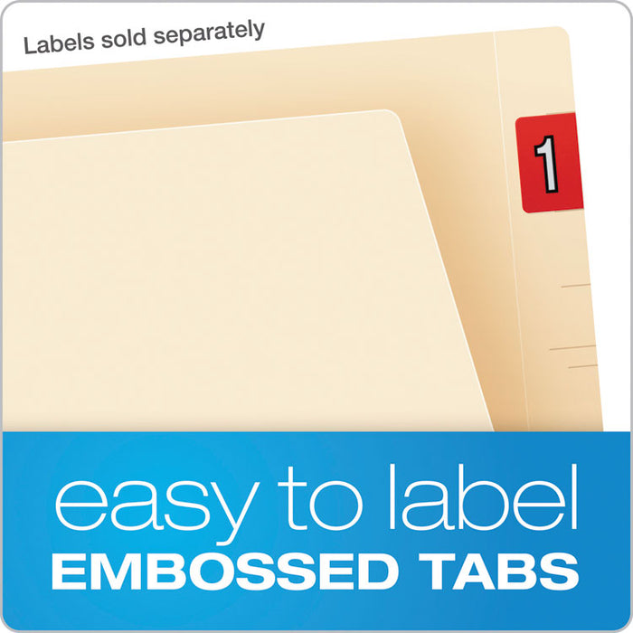 Manila End Tab Expanding Fastener Folders, 2-Ply Straight Tab, Expands 0.75", 1 Fastener, Letter Size, Manila, 50/Box