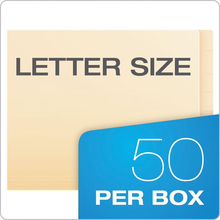 Manila End Tab Expanding Fastener Folders, 2-Ply Straight Tab, Expands 0.75", 1 Fastener, Letter Size, Manila, 50/Box