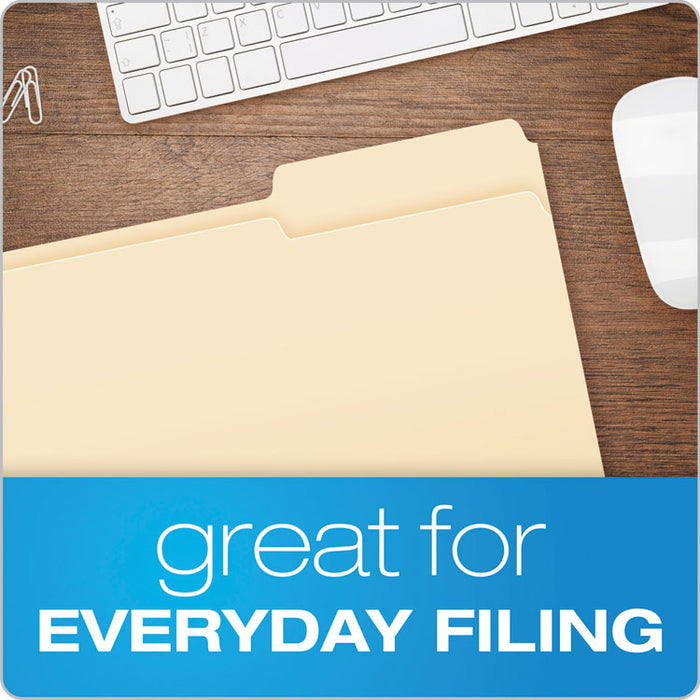 Manila File Folders, 1/3-Cut Tabs: Assorted, Legal Size, 0.75" Expansion, Manila, 100/Box