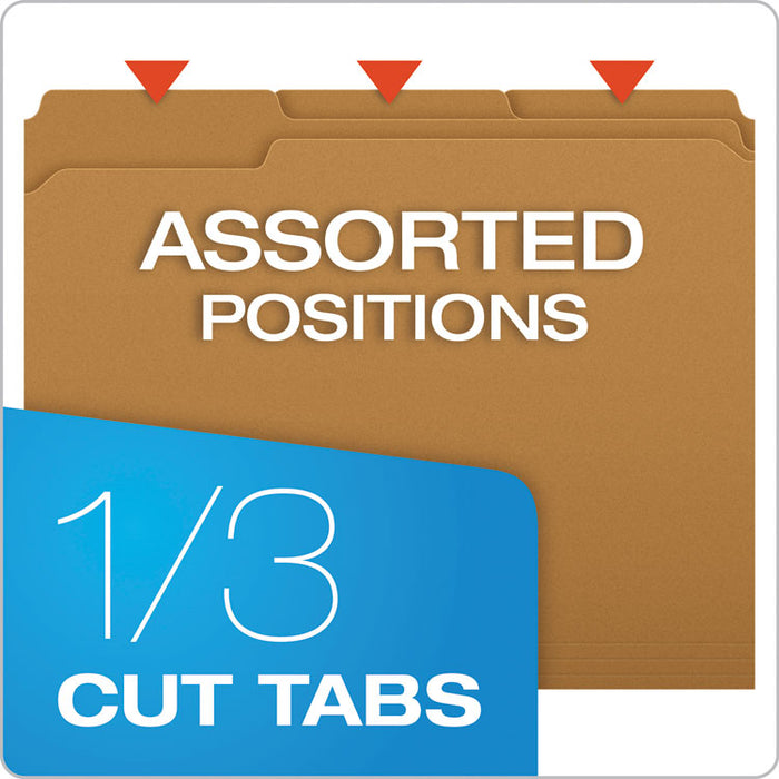 Kraft Fastener Folders, 1/3-Cut Tab: Assorted, 1 Fastener, Letter Size, Kraft, 50/Box