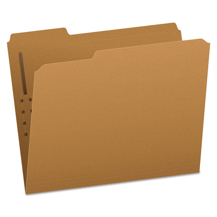 Kraft Fastener Folders, 1/3-Cut Tab: Assorted, 1 Fastener, Letter Size, Kraft, 50/Box