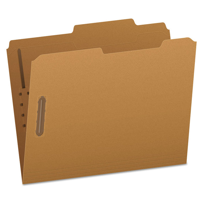 Kraft Fastener Folders, 2/5-Cut Tab: Right of Center, 2 Fasteners, Letter Size, Kraft, 50/Box