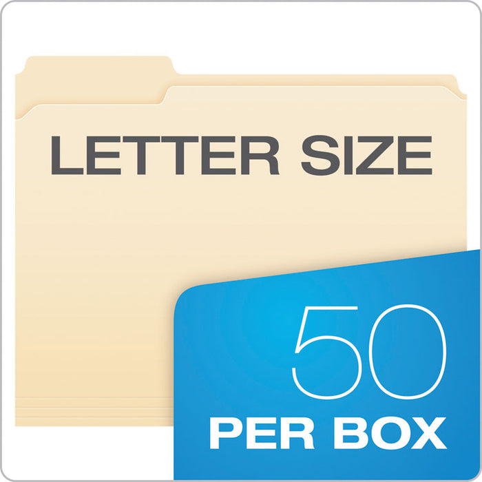 Manila Fastener Folders, 1/3-Cut Tab: Assorted, 1 Fastener, Letter Size, Manila, 50/Box