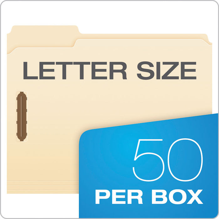 Manila Fastener Folders, 1/3-Cut Tab: Assorted, 2 Fasteners, Letter Size, Manila, 50/Box