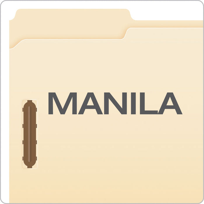 Manila Fastener Folders, 1/3-Cut Tab: Assorted, 2 Fasteners, Legal Size, Manila, 50/Box