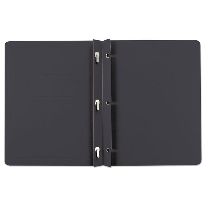 Title Panel and Border Front Report Cover, Three-Prong Fastener, 0.5" Capacity, 8.5 x 11, Black/Black, 25/Box