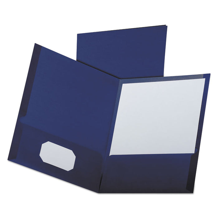 Linen Twin-Pocket Folder, Accommodates (100) 11 x 8.5 Sheets, Navy, 25/Box