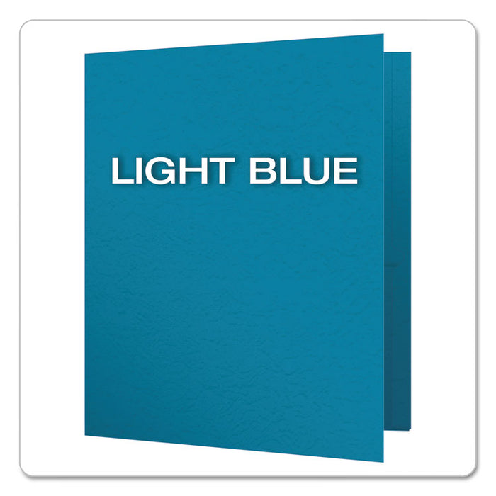 Twin-Pocket Folder with Prong Fasteners, Accommodates (135) 11 x 8.5 Sheets, Light Blue, 25/Box