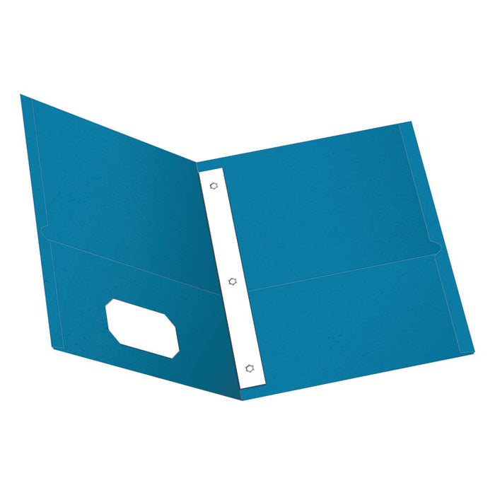Twin-Pocket Folder with Prong Fasteners, Accommodates (135) 11 x 8.5 Sheets, Light Blue, 25/Box