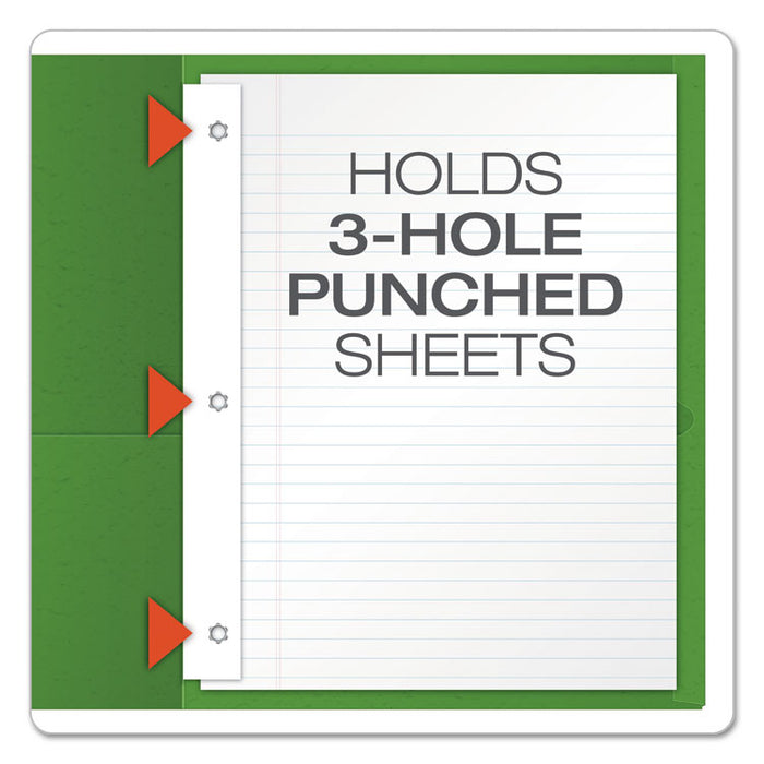 Twin-Pocket Folder with Prong Fasteners, Accommodates (135) 11 x 8.5 Sheets, Green, 25/Box