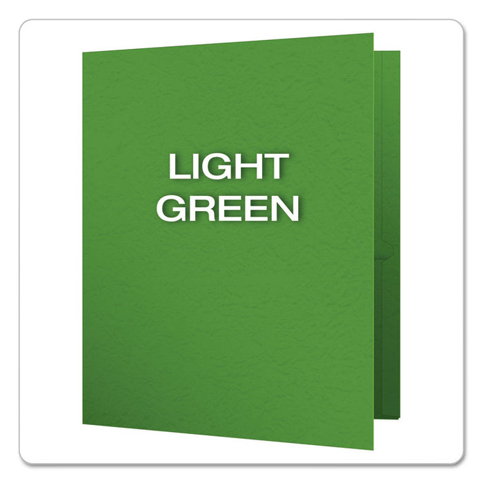 Twin-Pocket Folder with Prong Fasteners, Accommodates (135) 11 x 8.5 Sheets, Green, 25/Box