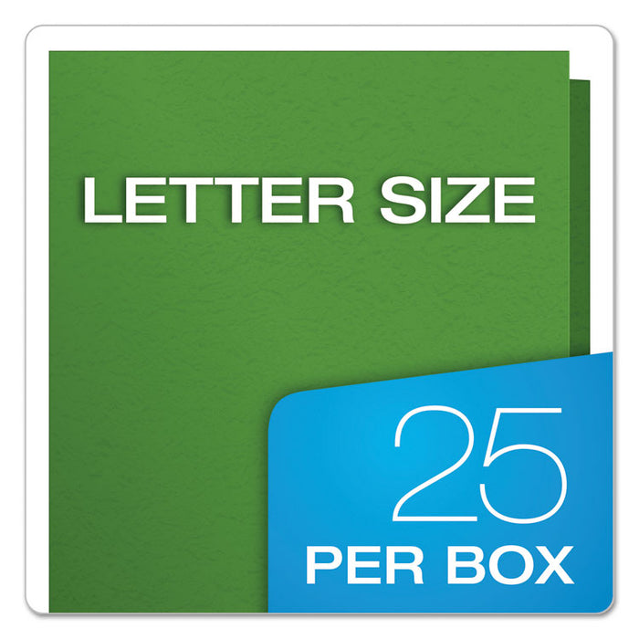 Twin-Pocket Folder with Prong Fasteners, Accommodates (135) 11 x 8.5 Sheets, Green, 25/Box