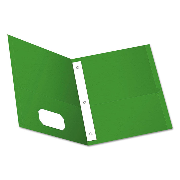 Twin-Pocket Folder with Prong Fasteners, Accommodates (135) 11 x 8.5 Sheets, Green, 25/Box