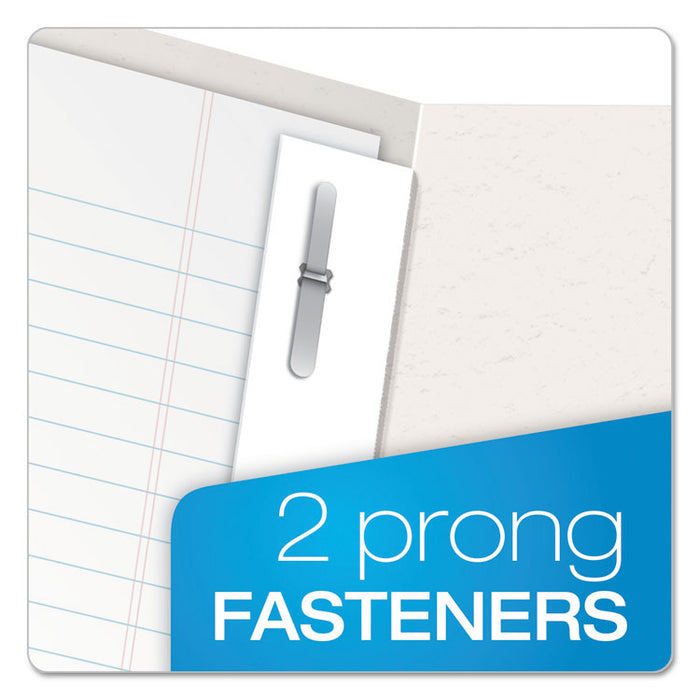Twin-Pocket Folder with Prong Fasteners, Accommodates (135) 11 x 8.5 Sheets, White, 25/Box