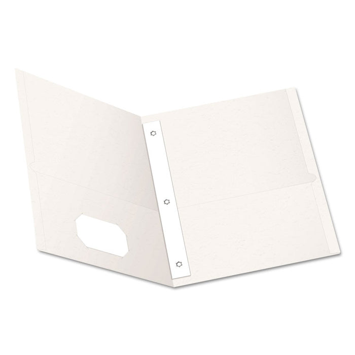 Twin-Pocket Folder with Prong Fasteners, Accommodates (135) 11 x 8.5 Sheets, White, 25/Box