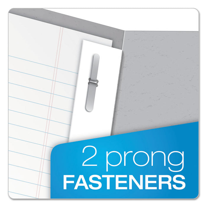 Twin-Pocket Folder with Prong Fasteners, Accommodates (135) 11 x 8.5 Sheets, Gray, 25/Box