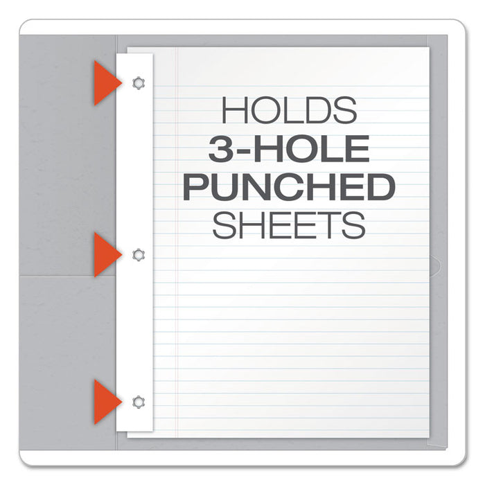Twin-Pocket Folder with Prong Fasteners, Accommodates (135) 11 x 8.5 Sheets, Gray, 25/Box