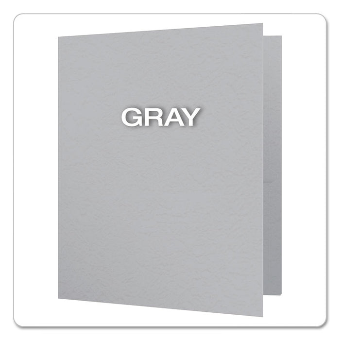 Twin-Pocket Folder with Prong Fasteners, Accommodates (135) 11 x 8.5 Sheets, Gray, 25/Box