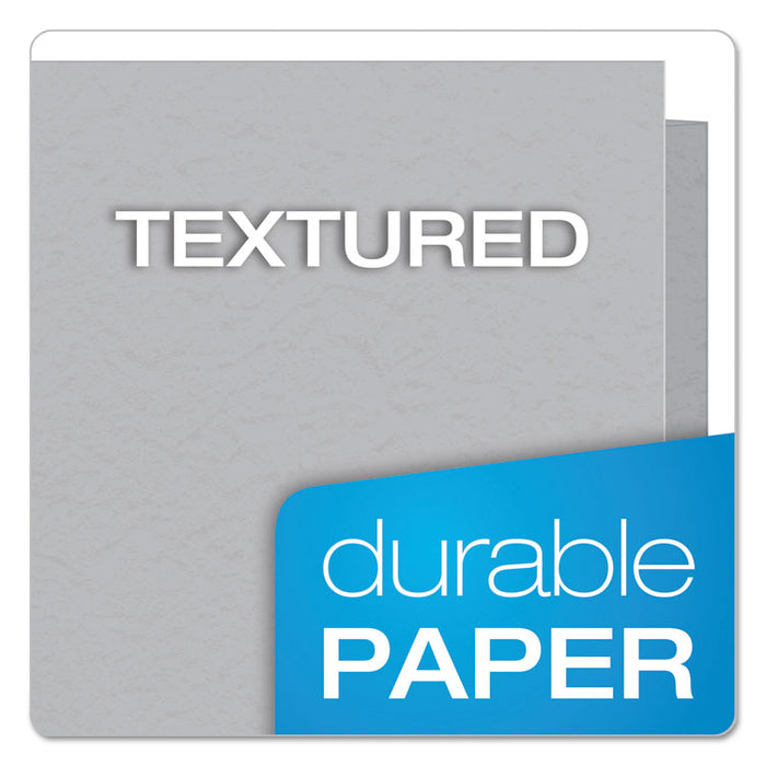 Twin-Pocket Folder with Prong Fasteners, Accommodates (135) 11 x 8.5 Sheets, Gray, 25/Box