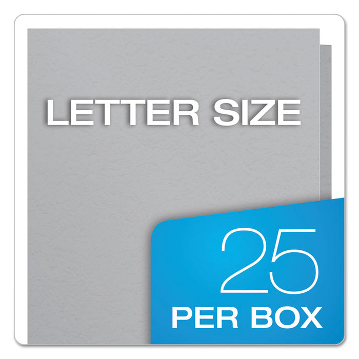 Twin-Pocket Folder with Prong Fasteners, Accommodates (135) 11 x 8.5 Sheets, Gray, 25/Box