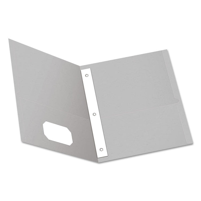 Twin-Pocket Folder with Prong Fasteners, Accommodates (135) 11 x 8.5 Sheets, Gray, 25/Box