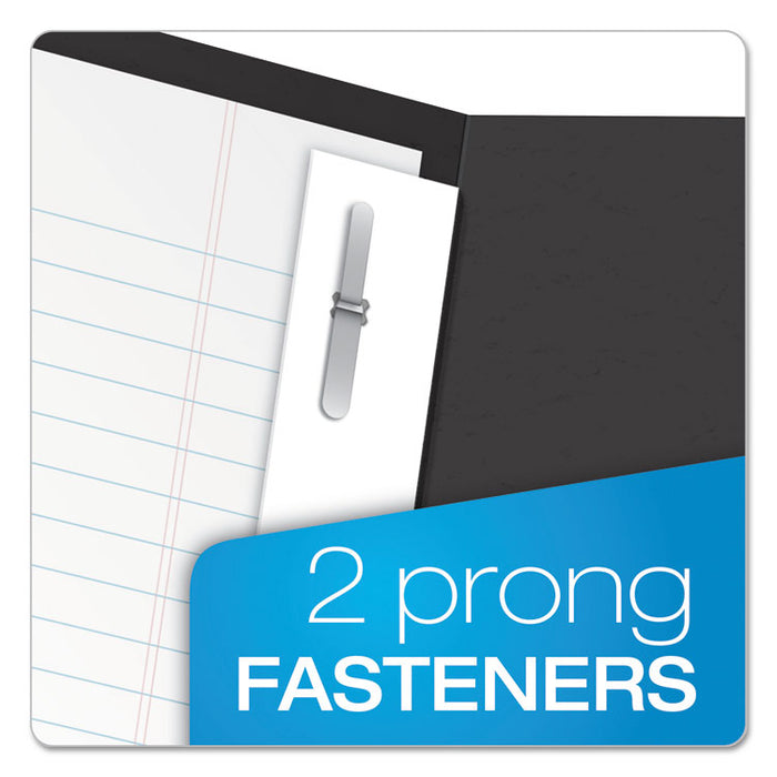 Twin-Pocket Folder with Prong Fasteners, Accommodates (135) 11 x 8.5 Sheets, Black, 25/Box
