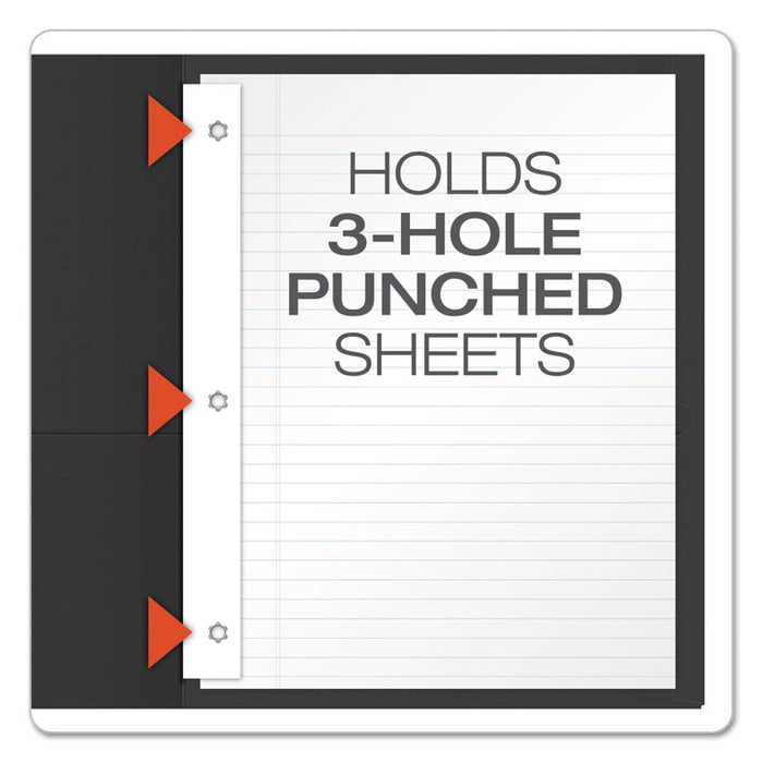 Twin-Pocket Folder with Prong Fasteners, Accommodates (135) 11 x 8.5 Sheets, Black, 25/Box