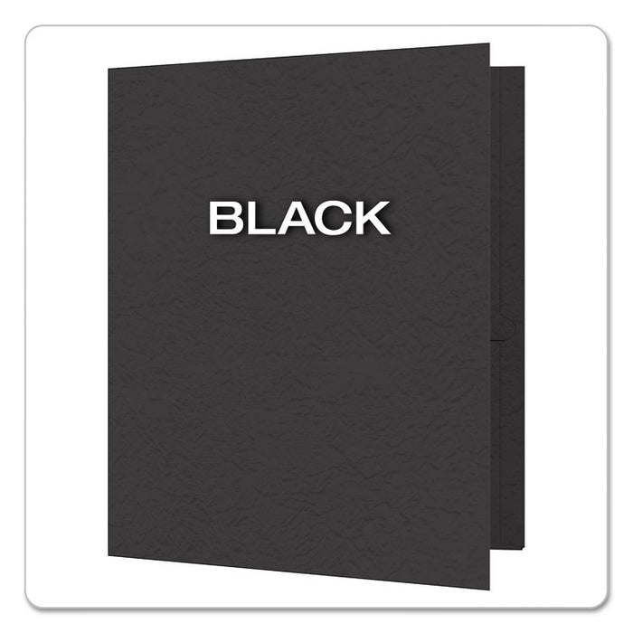 Twin-Pocket Folder with Prong Fasteners, Accommodates (135) 11 x 8.5 Sheets, Black, 25/Box
