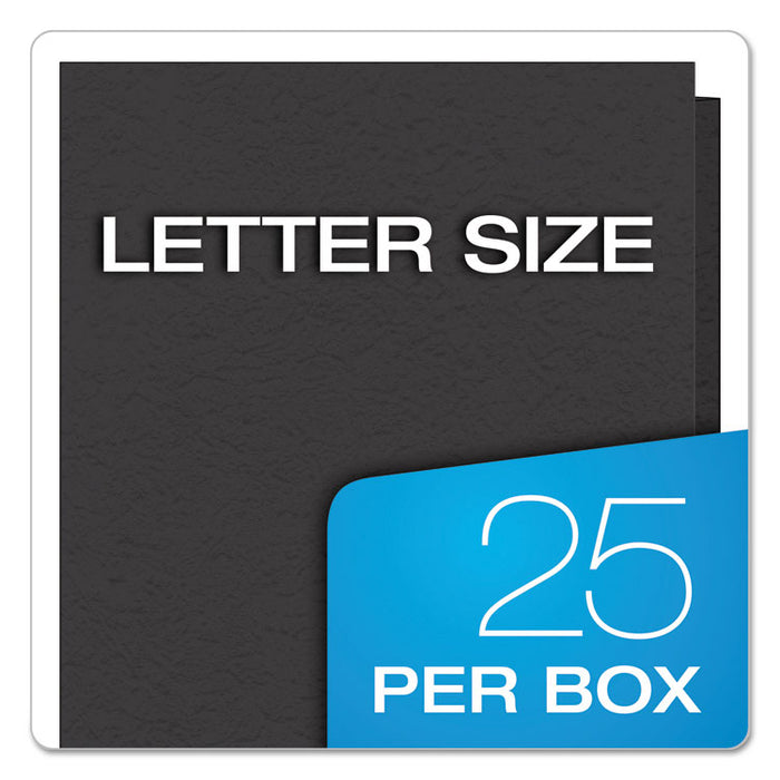 Twin-Pocket Folder with Prong Fasteners, Accommodates (135) 11 x 8.5 Sheets, Black, 25/Box