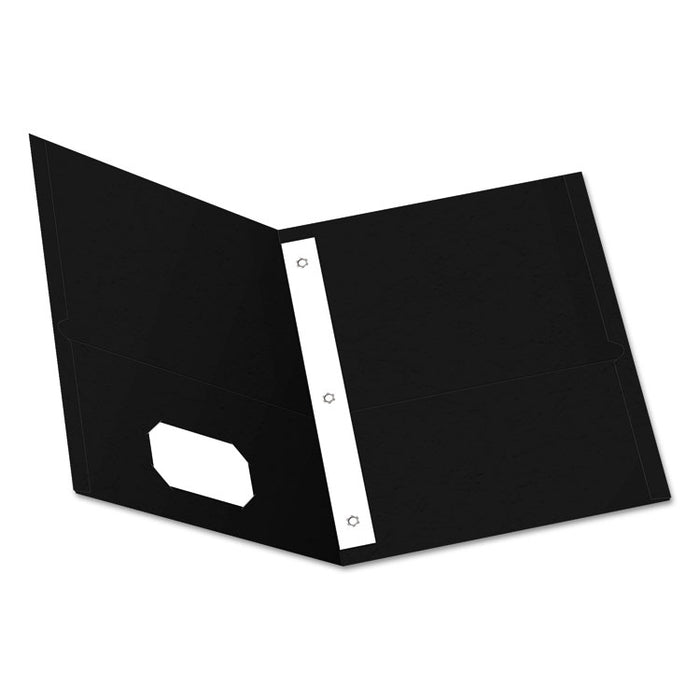 Twin-Pocket Folder with Prong Fasteners, Accommodates (135) 11 x 8.5 Sheets, Black, 25/Box