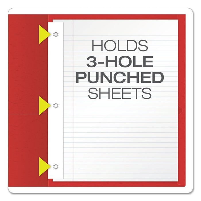Twin-Pocket Folder with Prong Fasteners, Accommodates (135) 11 x 8.5 Sheets, Red, 25/Box