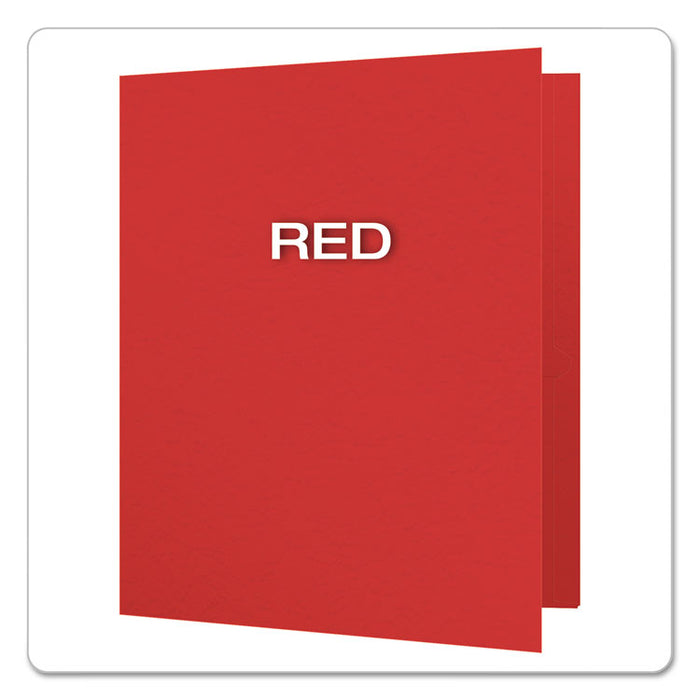 Twin-Pocket Folder with Prong Fasteners, Accommodates (135) 11 x 8.5 Sheets, Red, 25/Box