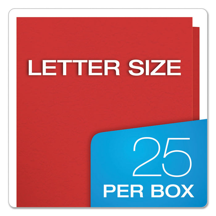 Twin-Pocket Folder with Prong Fasteners, Accommodates (135) 11 x 8.5 Sheets, Red, 25/Box