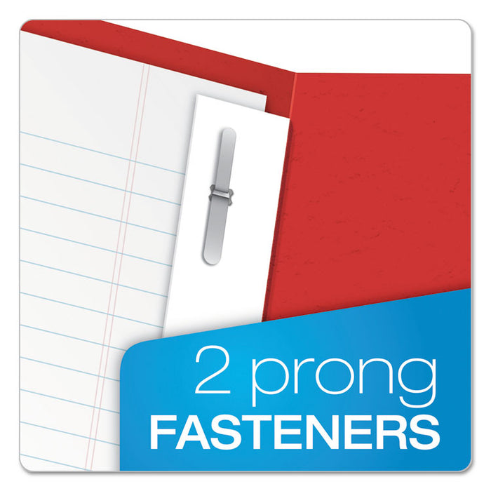Twin-Pocket Folder with Prong Fasteners, Accommodates (135) 11 x 8.5 Sheets, Red, 25/Box