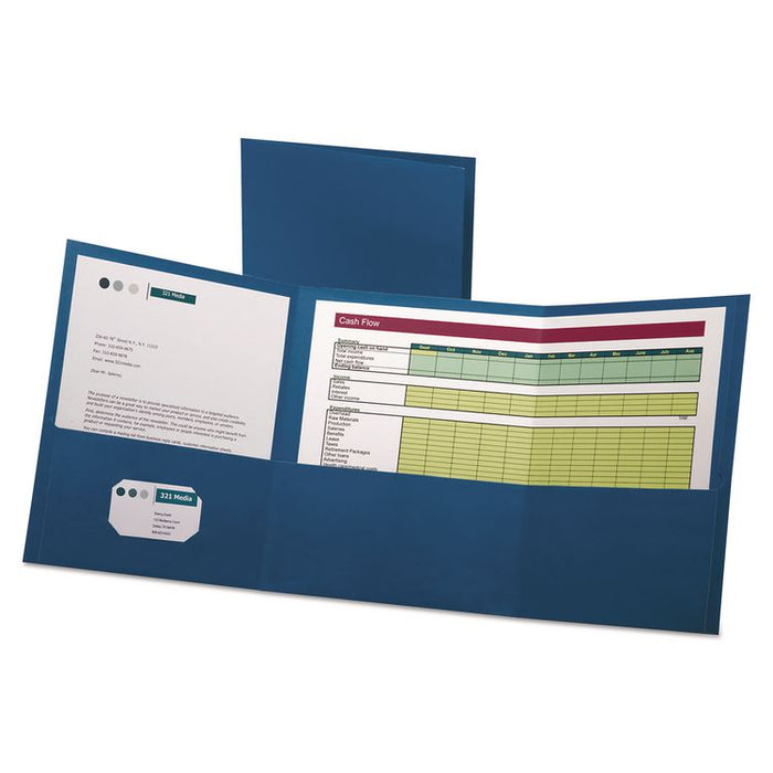 Tri-Fold Pocket Folder, Accommodates (150) 11 x 8.5 Sheets, Blue, 20/Box