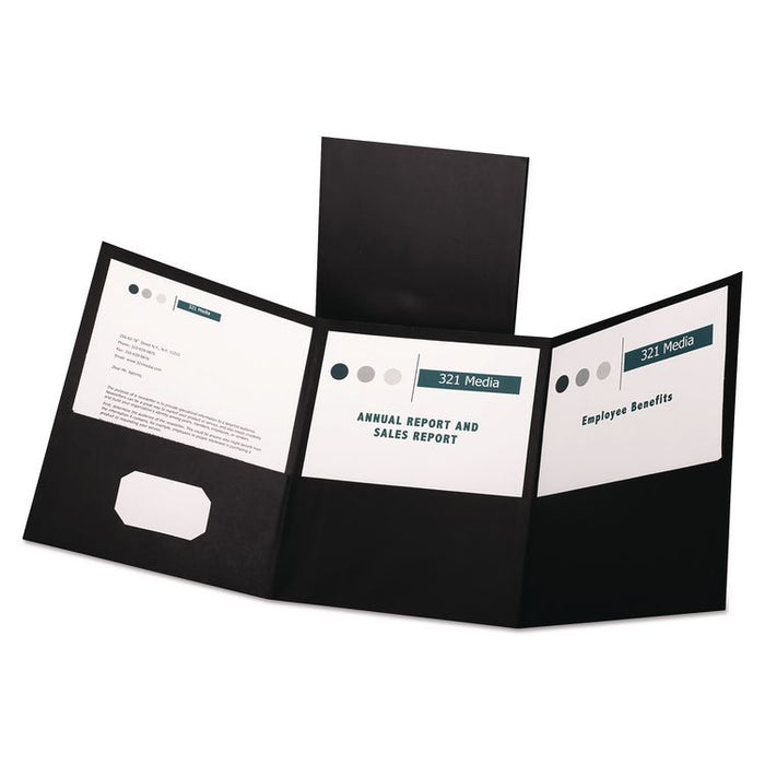 Tri-Fold Pocket Folder, Accommodates (150) 11 x 8.5 Sheets, Black, 20/Box