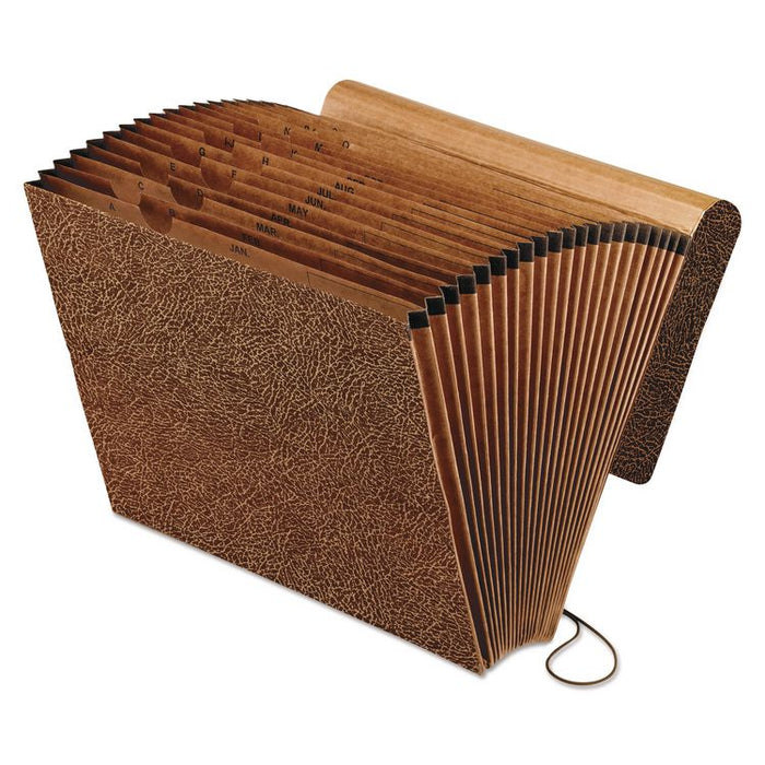 All Purpose Expanding File, 2" Expansion, 21 Sections, Elastic Cord Closure, 2/5-Cut Tabs, Letter Size, Red Fiber